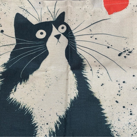 Eco-Friendly Black Cat with Heart Folding Tote Bag - Picture 7 of 12